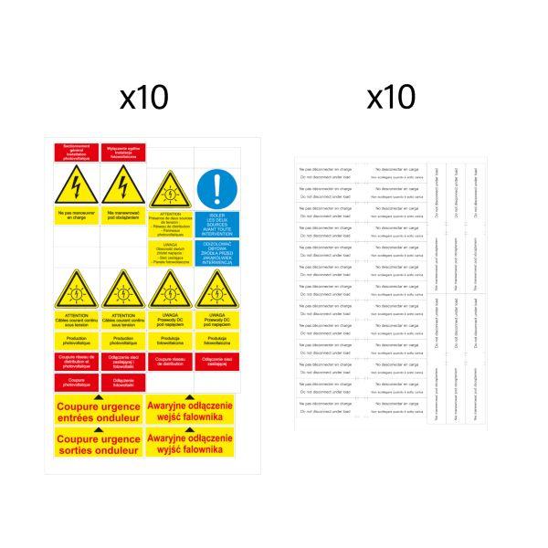 Plaquettes signalétiques PV³ pour installation photovoltaïque x10