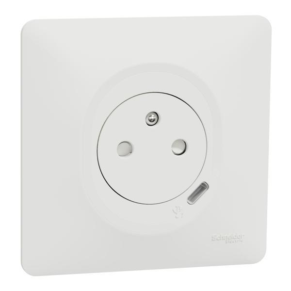 Combi 2P+T affl + USB-C Blanc