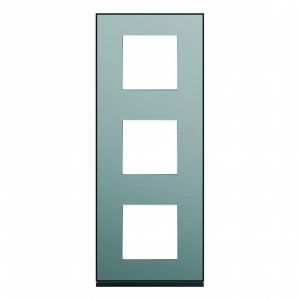 Plaque gallery 3 postes verticale 71mm placage steel