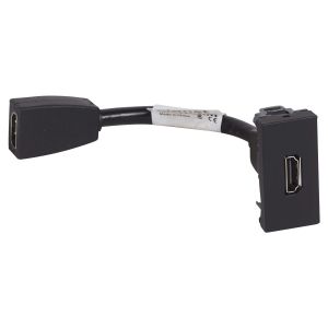 Prise HDMI Logix - 1 module - TypeA version 1.4 préconnectorisée - Noir