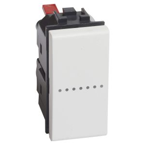 Poussoir Livinglight contact NO 10A 250V~ à bornes automatiques -Blanc 1 module