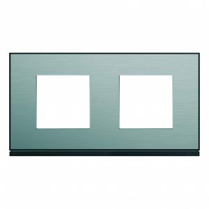 Plaque gallery 2 postes horizontale 71mm placage steel